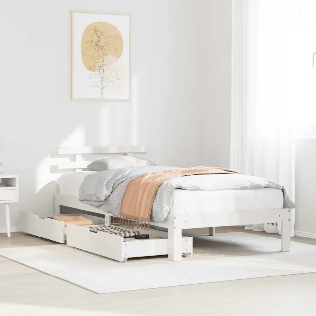 vidaXL Bedframe met lades massief grenenhout wit 100x200 cm