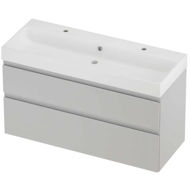 Proline Podium Badmeubelset Polystone Loft 2 Kraangaten 120x46x70 cm Mat White Glans Wit