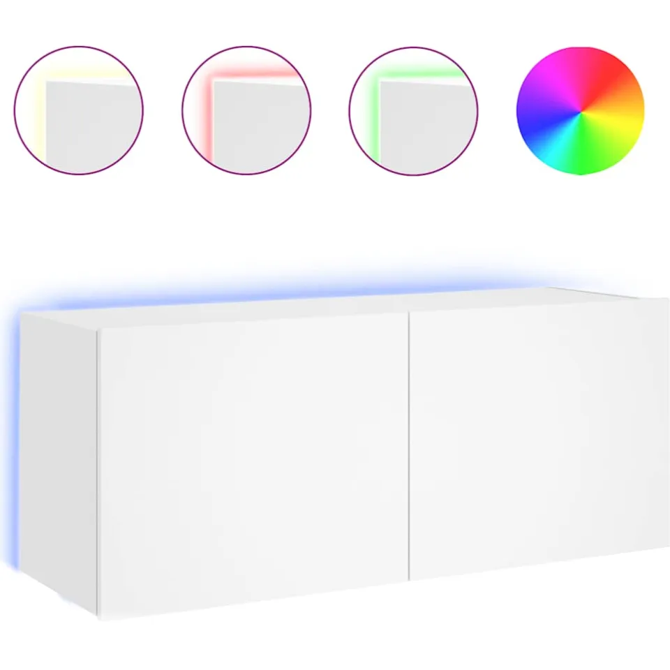 vidaXL Tv-wandmeubel met LED-verlichting 100x35x41 cm wit, foto 3