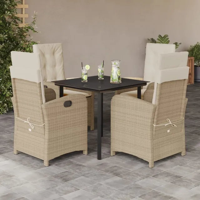 vidaXL 5-delige Tuinset met kussens poly rattan beige, foto 2