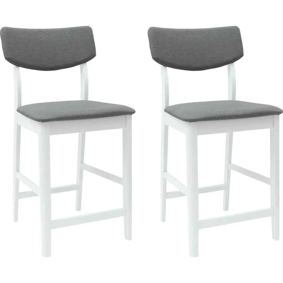 vidaXL Eettafelstoelen 2 st Massief Rubberhout Wit 48 x 49 x 95 cm