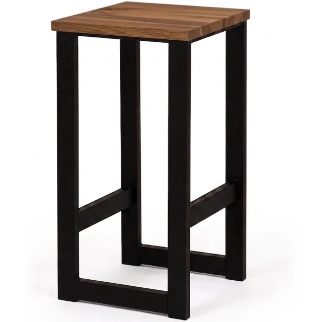 Taborecik Hoker Loft Z Welurowym Siedziskiem - Czarny, Rustykalny Design Zwart