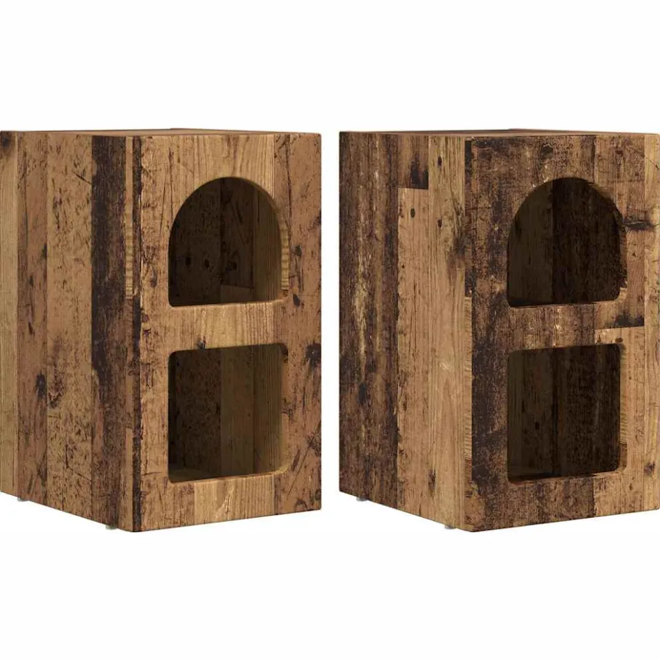 vidaXL Nachtkastje ELST 2 st Oudhout 29,5 x 33,5 x 50 cm Bewerkt hout bruin, foto 3