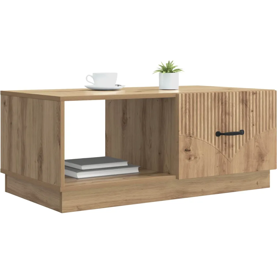 vidaXL Salontafel Artisanaal eiken 90 x 50 x 37 cm Bewerkt hout, foto 3