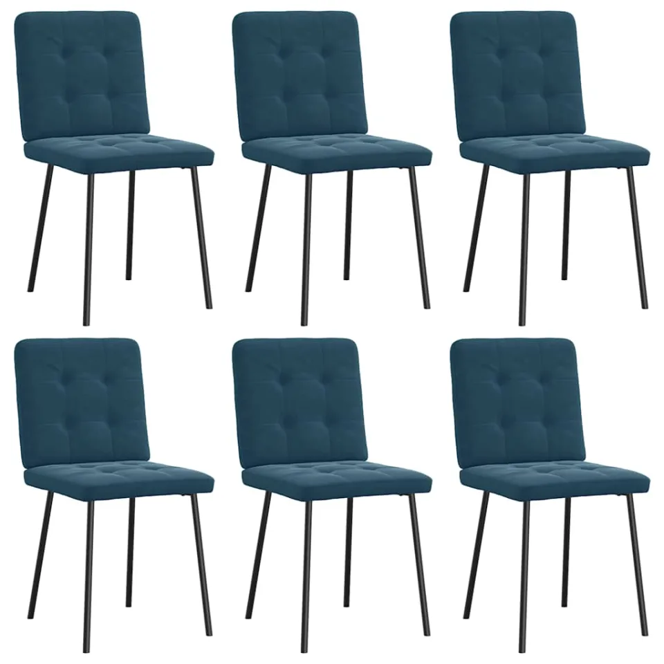 vidaXL Eetkamerstoelen 6 st fluweel blauw, foto 3