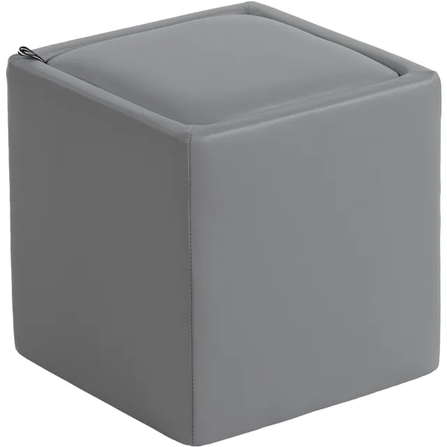 Homona Opbergpoef - Met deksel en 44L opslagruimte - Van kunstleer - 40 x 40 x 40 cm - Grijs