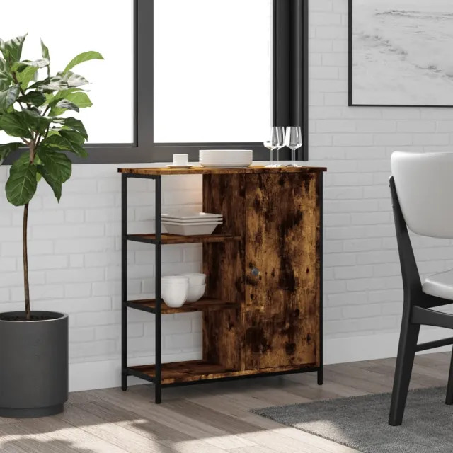 vidaXL Dressoir 70x30x80 cm bewerkt hout gerookt eikenkleurig, foto 2
