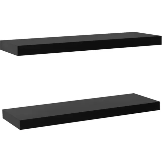 vidaXL Wandschappen - zwevend - 2 - st - 80x20x3,8 - cm - zwart