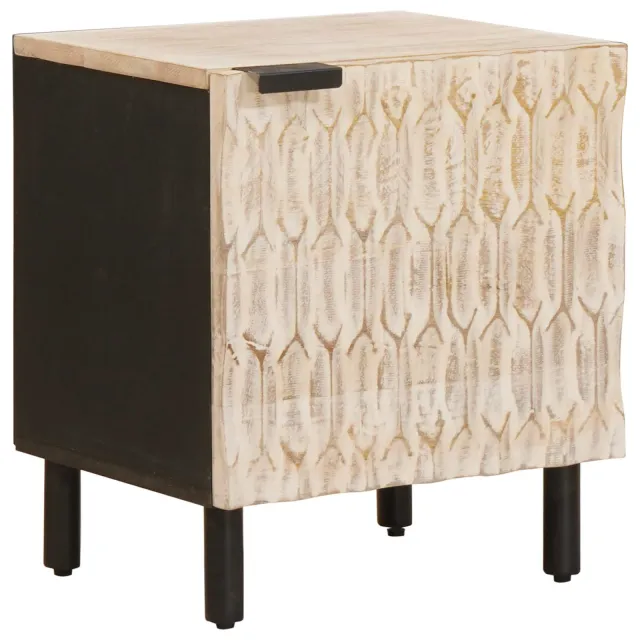 vidaXL Nachtkastje 2 st Wit 40 x 33 x 46 cm Massief Mango Hout, foto 2