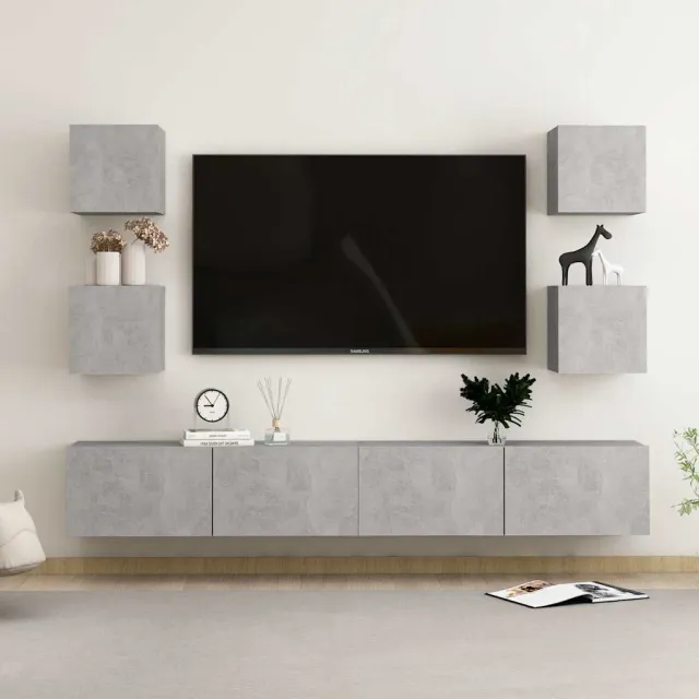 vidaXL 6-delige Tv-meubelset bewerkt hout betongrijs grijs, foto 2