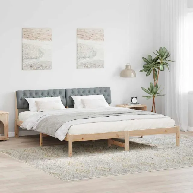vidaXL Bedframe Bruin en lichtgrijs 180 x 200 cm Massief grenenhout