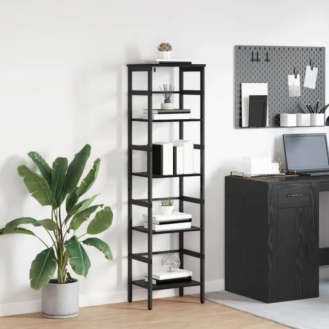 vidaXL Boekenkast 4-laags 40 x 29,5 x 149 cm Bewerkt hout Zwart Eiken, foto 2