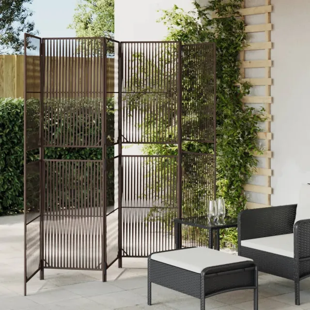 vidaXL Kamerscherm 6 panelen poly rattan bruin, foto 2