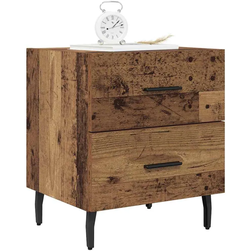 vidaXL Nachtkastje 2 st Oudhout 40 x 35 x 47,5 cm Bewerkt hout Bruin