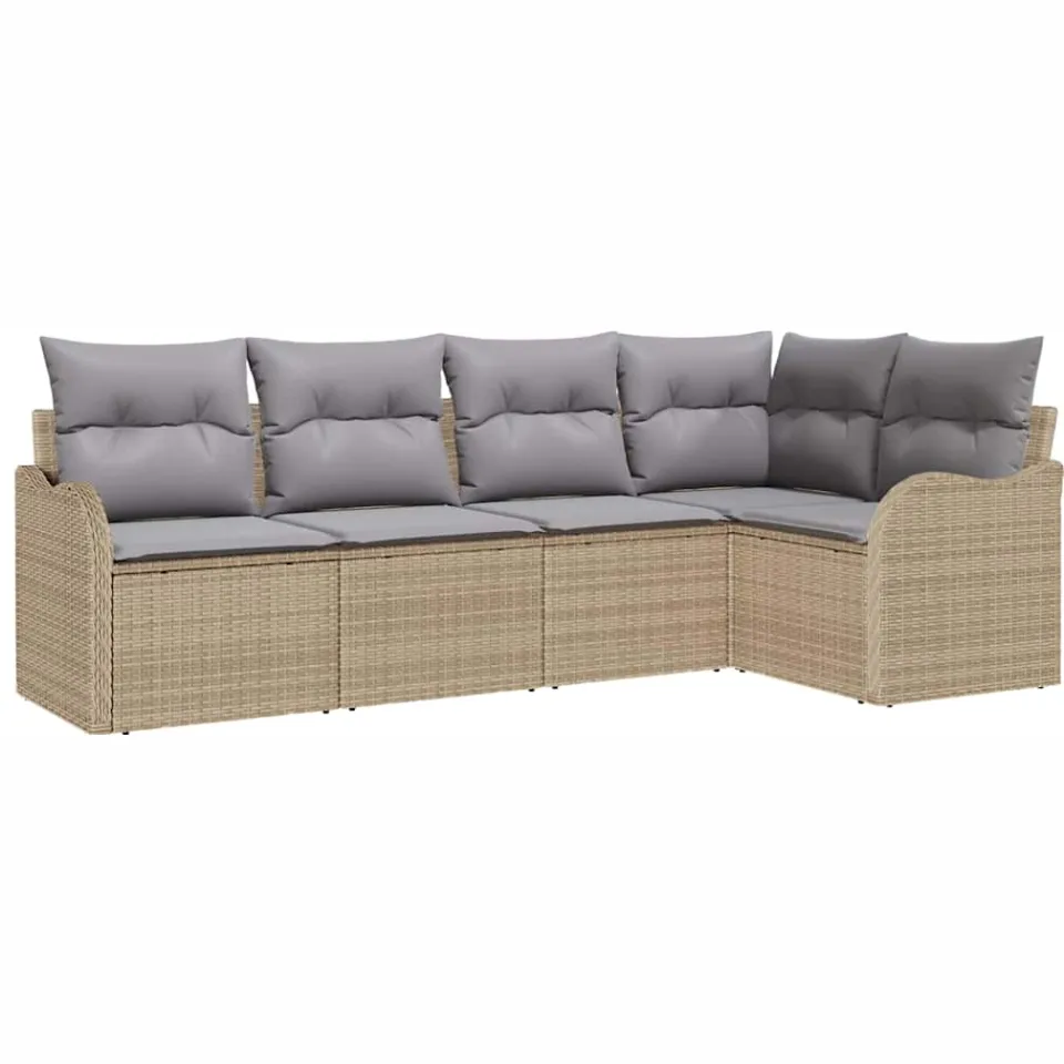 vidaXL Tuin Sofa Set 5 st Beige poly rattan, foto 4