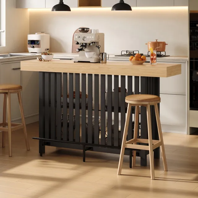 Clruro Bartafel - 160 x 40 x 105 cm - Voetsteun - 2-Laags Rek - MDF - Houtlook Zwart