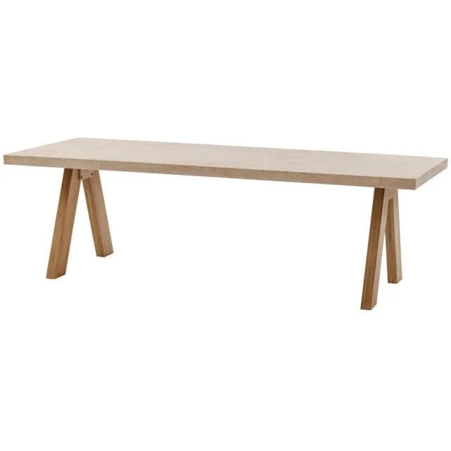 Hespéride Tuintafel voor 8 personen van acaciahout met blad in travertin-look VENIZIA Transparent