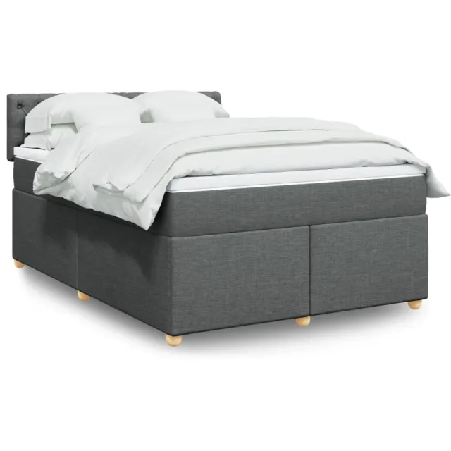 vidaXL Boxspring met matras stof donkergrijs 140x190 cm grijs