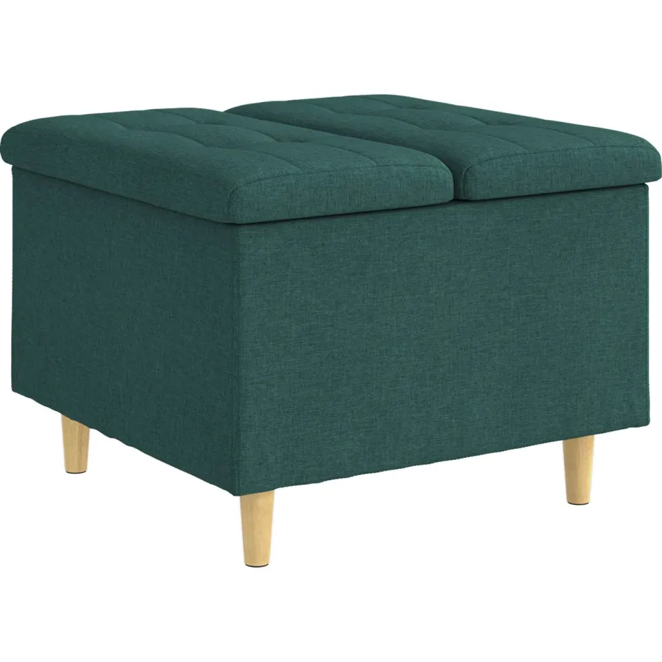 vidaXL Ottoman met Opbergruimte Donkergroen 60 x 60 x 45 cm Stof