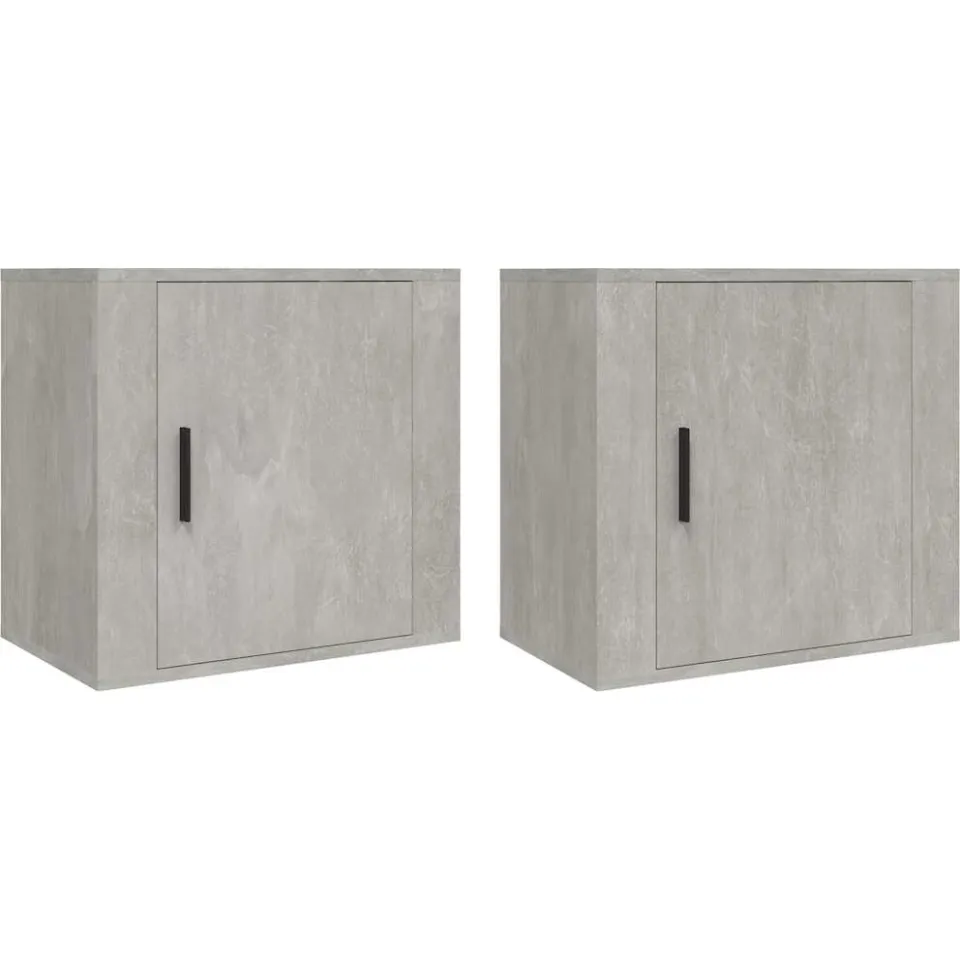 vidaXL Nachtkastjes 2 st wandgemonteerd 50x30x47 cm betongrijs