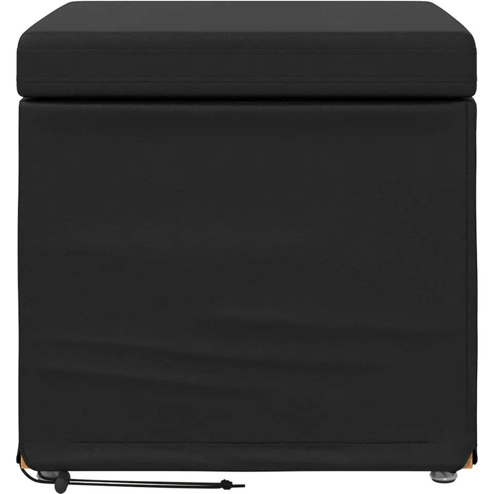 vidaXL Kruk Zwart 41 x 41 x 40 cm Nepleer en Gefabriceerd Hout, foto 4