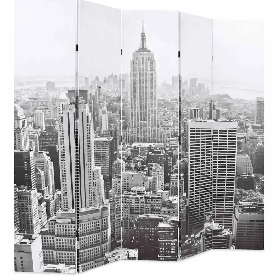 vidaXL Kamerscherm New York bij daglicht 200x170 cm zwart en wit Meerkleurig