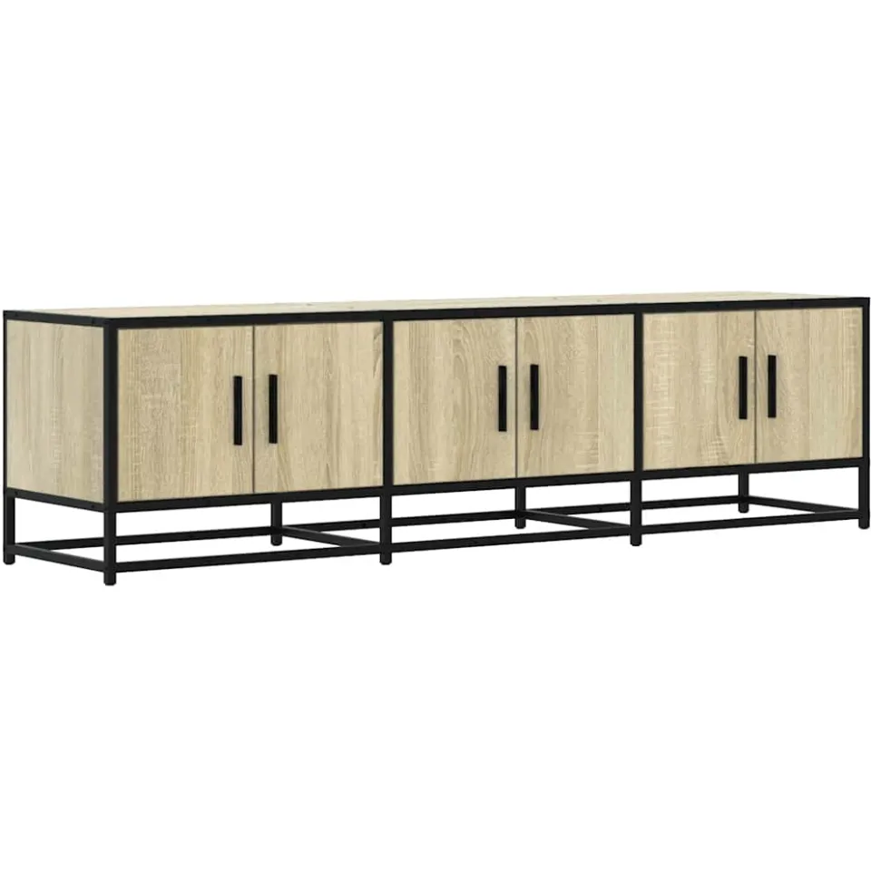 vidaXL Tv-meubel 150x35x41 cm bewerkt hout metaal sonoma eikenkleurig Bruin