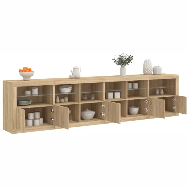 vidaXL Dressoir met LED-verlichting 283x37x67 cm sonoma eikenkleurig Bruin