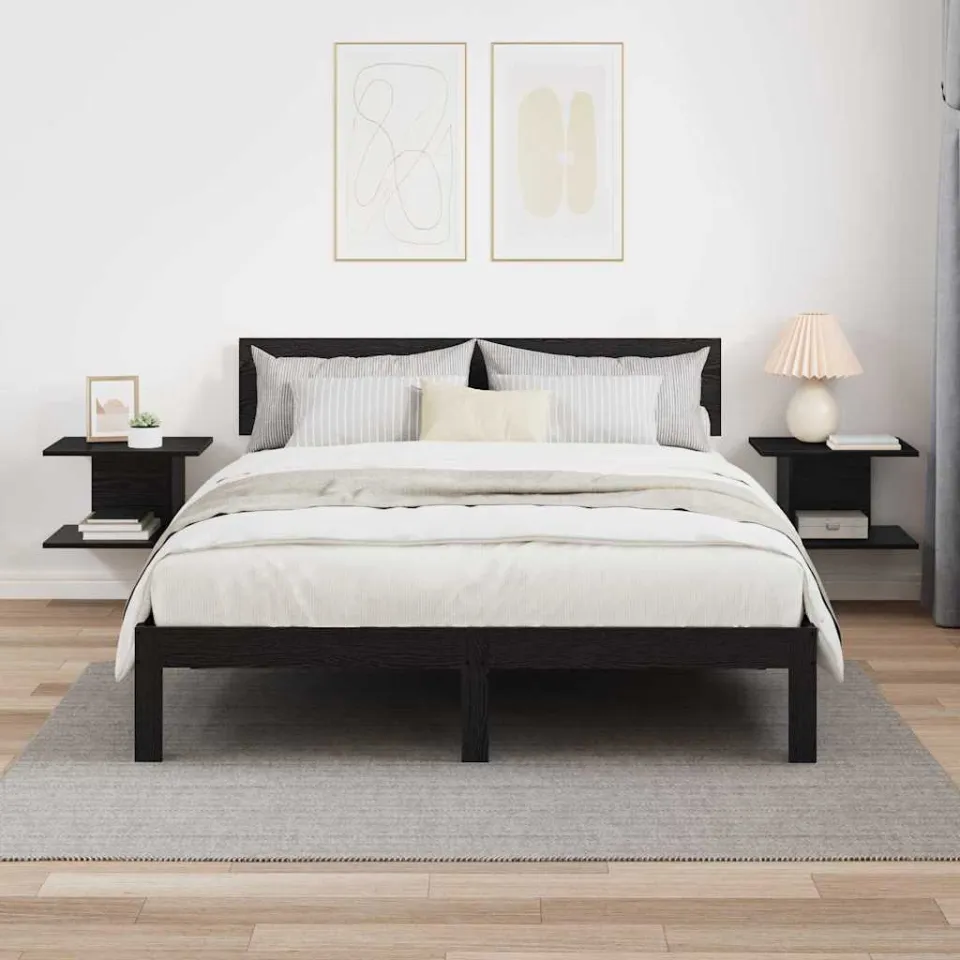 vidaXL Nachtkastje 2 st Zwart Eiken 40 x 30 x 25 cm Bewerkt hout, foto 4