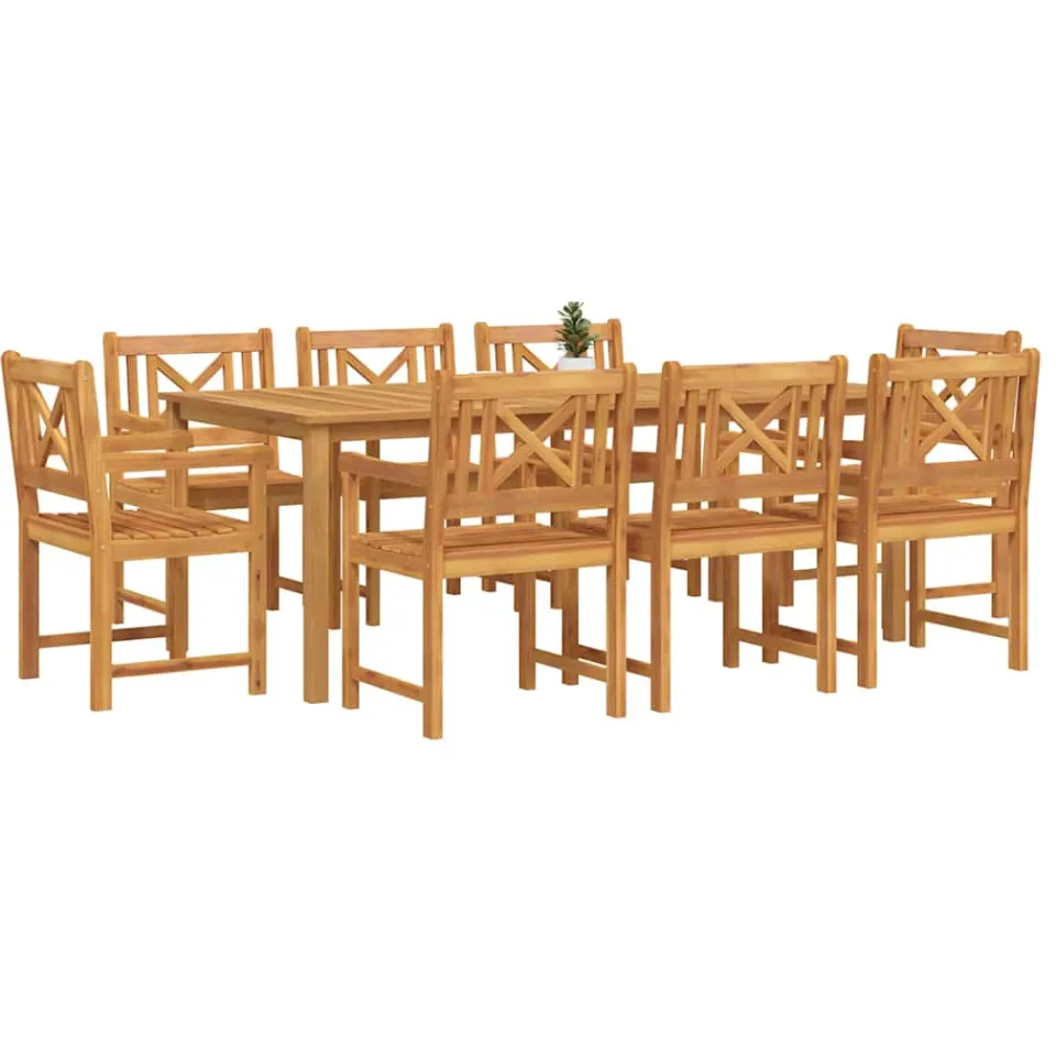 vidaXL Tuin eettafelset 9 st 8-zits Bruin Massief Acaciahout, foto 2