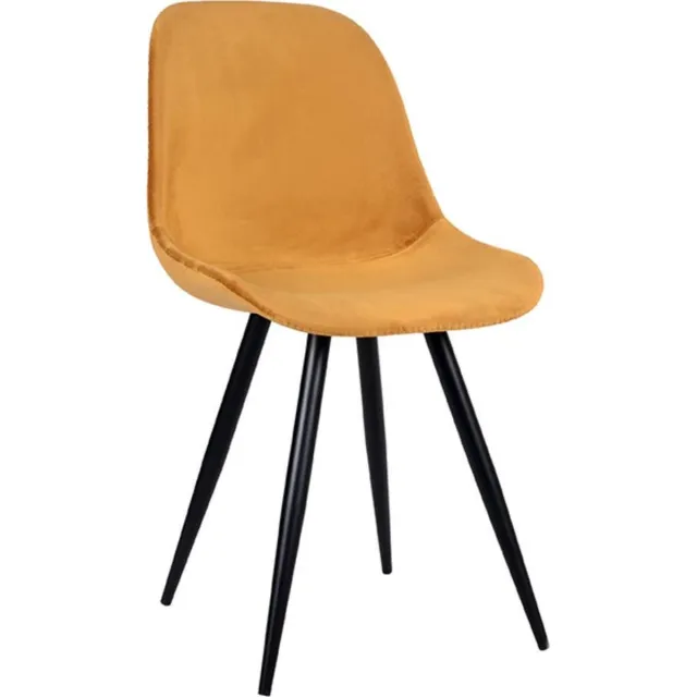 LABEL51 Capri Eetkamerstoel - Geel - Velvet - Zwart Metaal - Stoel - Kuipstoel Oker