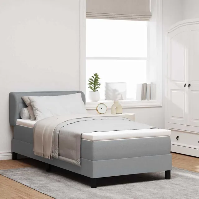 vidaXL Boxspringbed met hoofdeinde Lichtgrijs 80 x 200 cm Stof