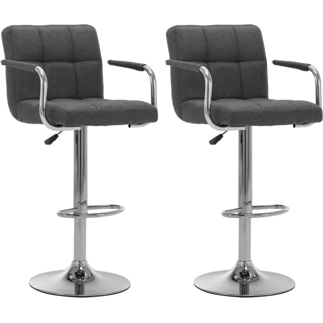 vidaXL Barstoelen 2 st stof donkergrijs