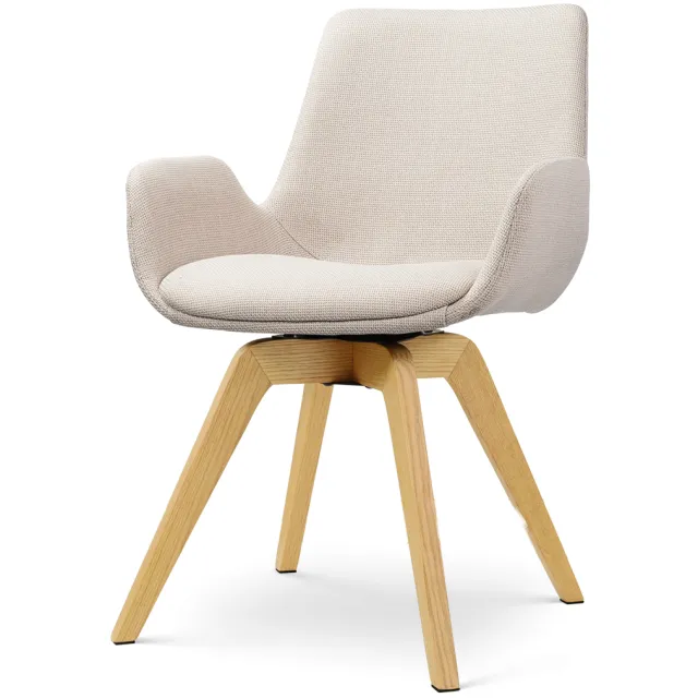 Nolon Noor-Eef draaibare eetkamerstoel beige - houten onderstel