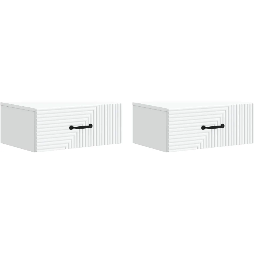 vidaXL Wandbeugel Bedkast 2 st Wit 49 x 34,5 x 20 cm Bewerkt hout, foto 3