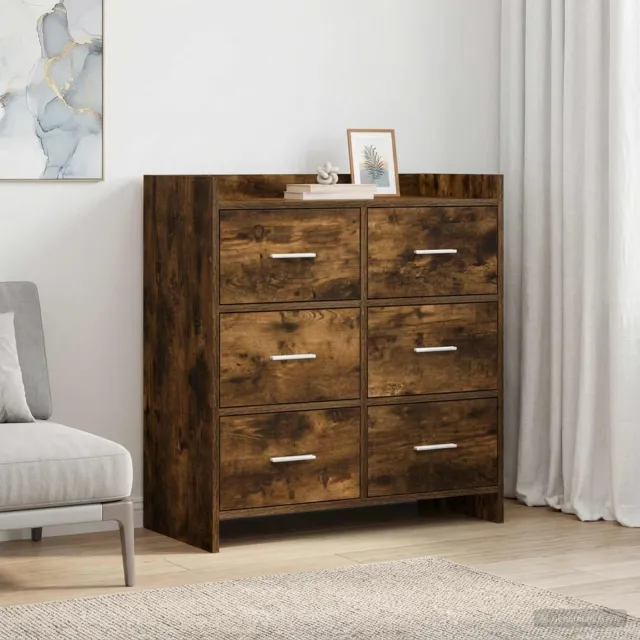 vidaXL Dressoir Gerookt eiken 75 x 33 x 80 cm Bewerkt hout, foto 2