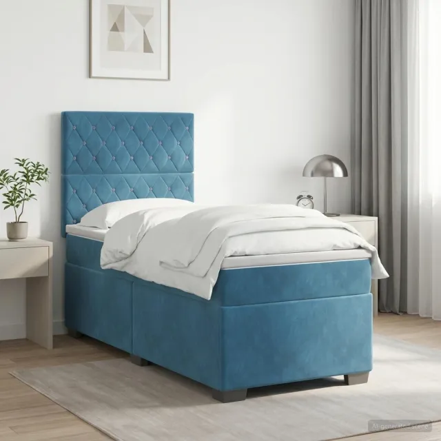 vidaXL Boxspringbed met matras Blauw 100 x 200 cm Fluweel