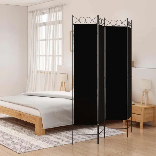 vidaXL Kamerscherm met 4 panelen 160x200 cm stof zwart