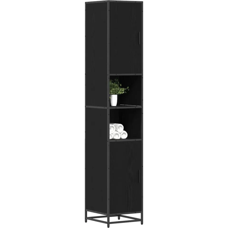 vidaXL Badkamermeubelset Zwart Eiken 35 x 37,5 x 188,5 cm Bewerkt hout