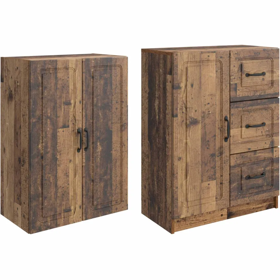 vidaXL Kastenset 2 st Oud hout Bewerkt hout bruin, foto 4
