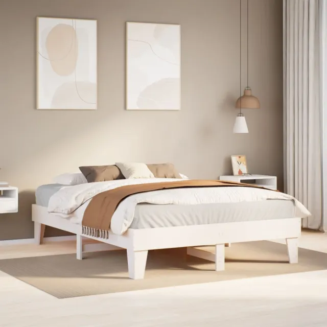 vidaXL Bedframe zonder matras massief grenenhout wit 150x200 cm