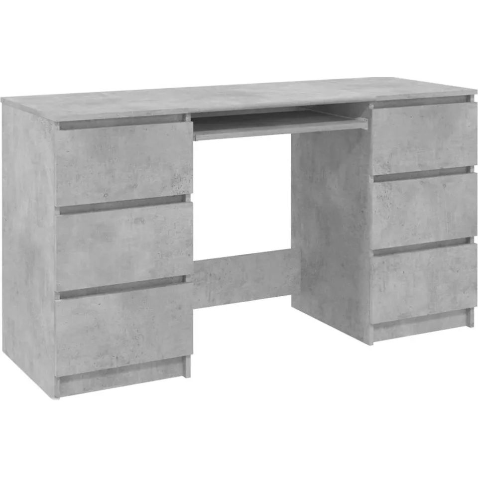 vidaXL Schrijftafel 140x50x77 cm bewerkt hout betongrijs grijs, foto 3