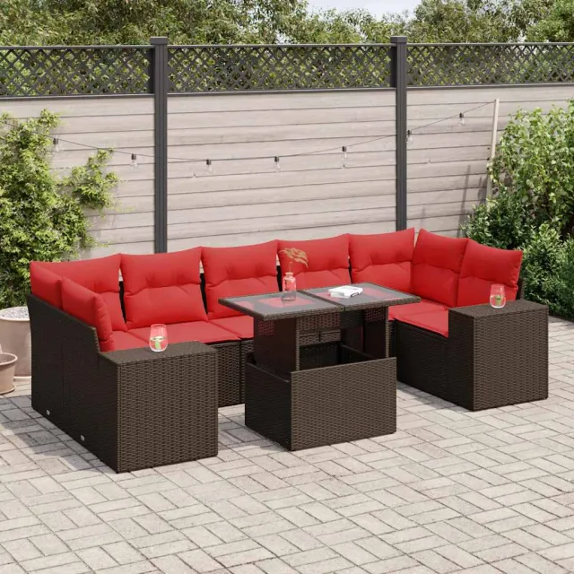 vidaXL 8-delige Loungeset met kussens poly rattan acacia bruin, foto 2
