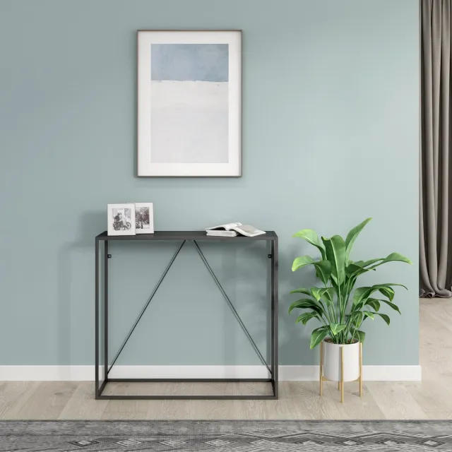 en.casa Console tafel Austevoll 90x30x80 cm staal zwart