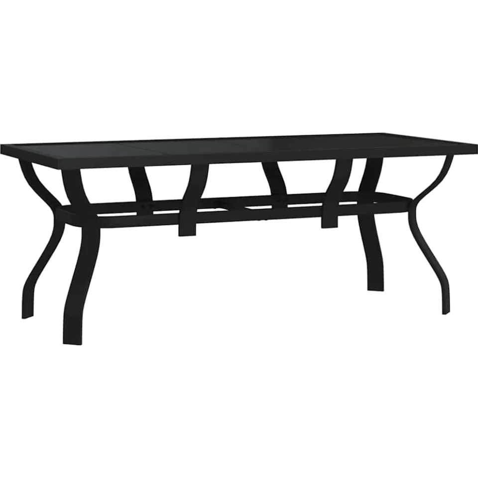 vidaXL Tuintafel 180x80x70 cm staal en glas zwart, foto 3