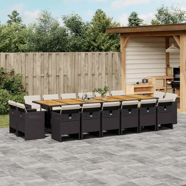 vidaXL 17-delige Tuinset met kussens poly rattan bruin, foto 2