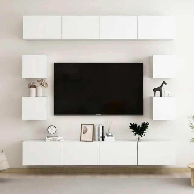 vidaXL 8-delige Tv-meubelset bewerkt hout wit, foto 2