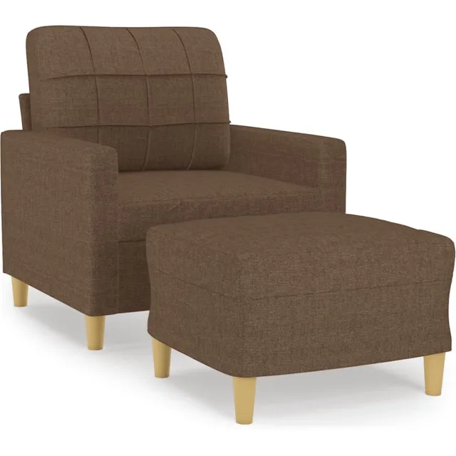 vidaXL Fauteuil - met - voetenbank - 60 - cm - stof - bruin
