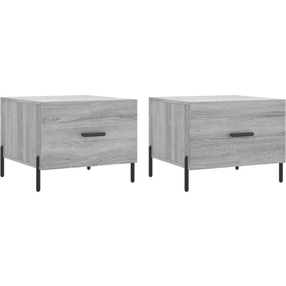 vidaXL Salontafels 2 st 50x50x40 cm bewerkt hout grijs sonoma eiken, foto 3