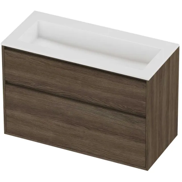 Proline Aristo Badmeubelset Polystone Elegant 100x46x67 cm Glans Wit Vital Oak Eiken